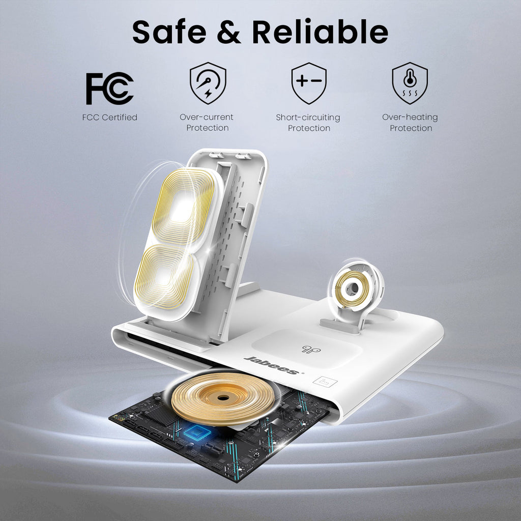 Jabees PowerGlow 4in1 Foldable Wireless Charging Station With LED Night Light