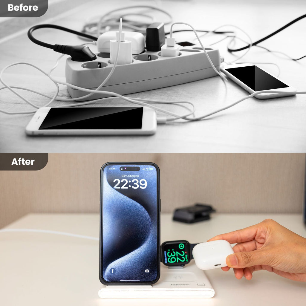 Jabees PowerGlow 4in1 Foldable Wireless Charging Station With LED Night Light