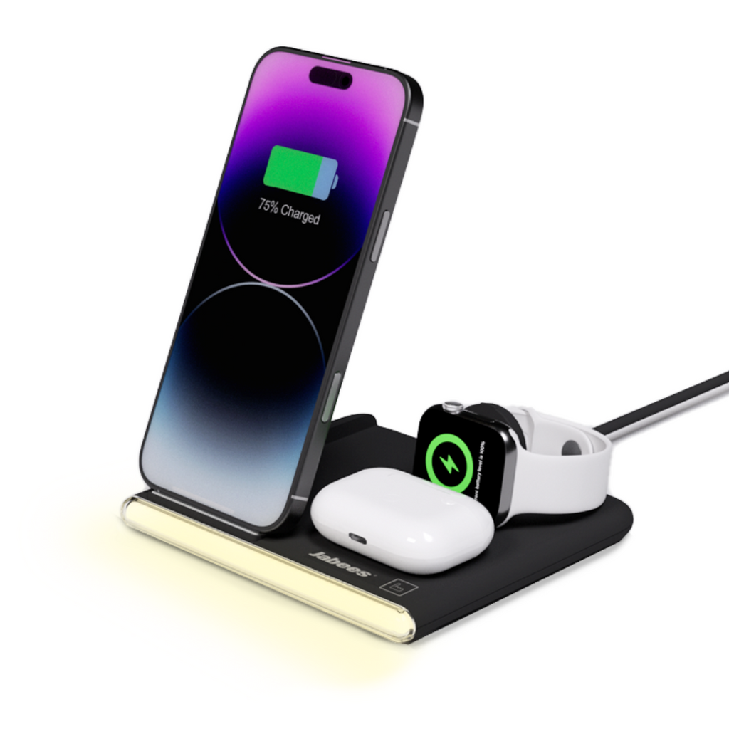 Jabees PowerGlow 4in1 Foldable Wireless Charging Station With LED Night Light