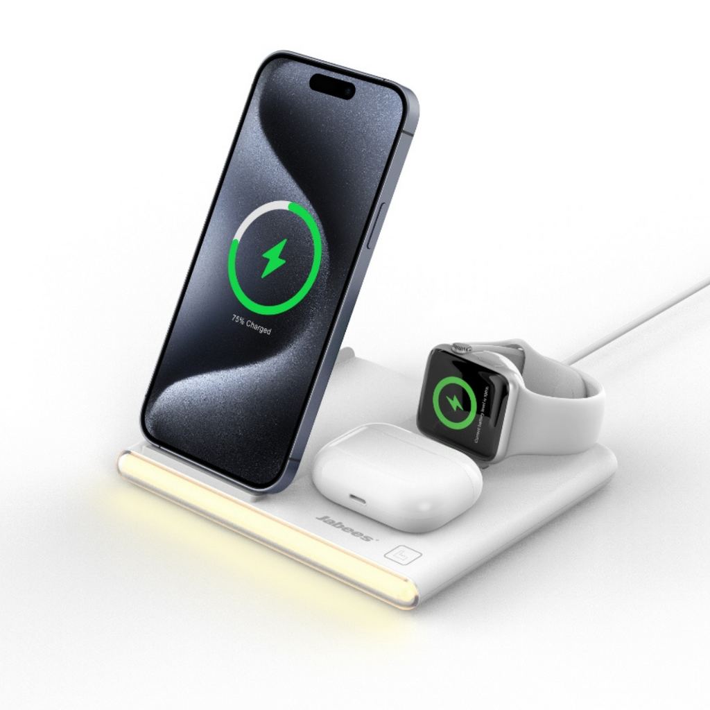 Jabees PowerGlow 4in1 Foldable Wireless Charging Station With LED Night Light